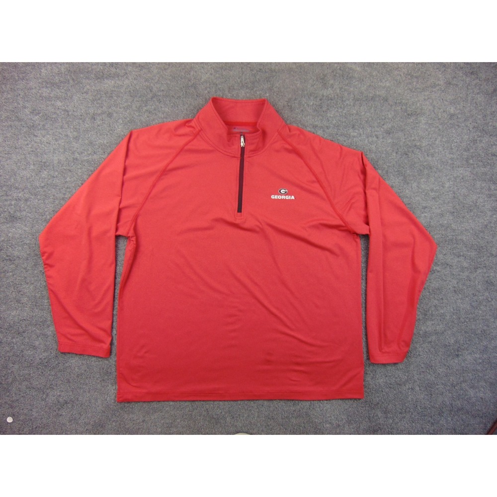 Georgia Bulldogs Pullover Mens 2XL 1/4 Zip Red Solid Champion Sporty SEC G-Logo‎
